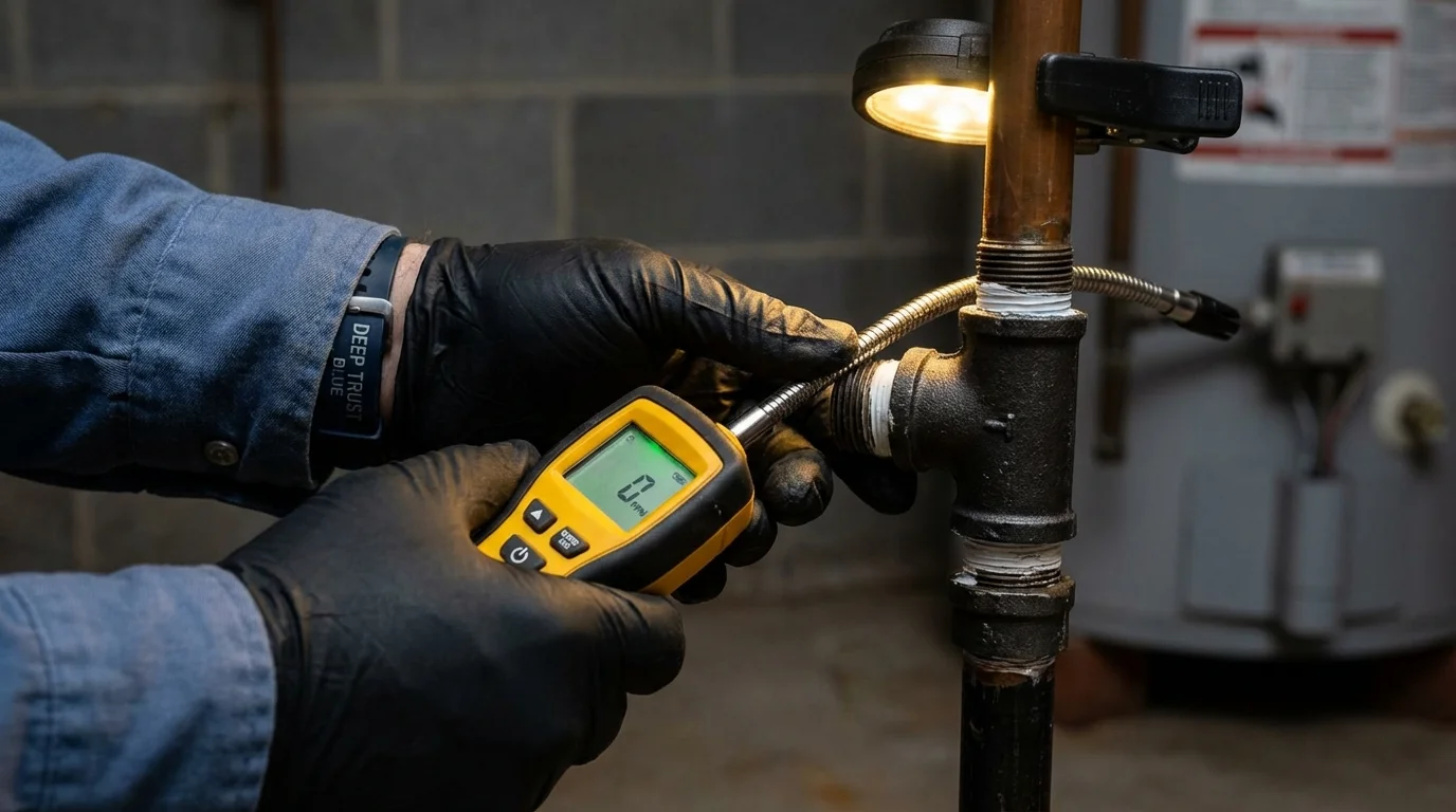 Gas leak detection with electronic sniffer by Johns Plumbing LLC in Silsbee