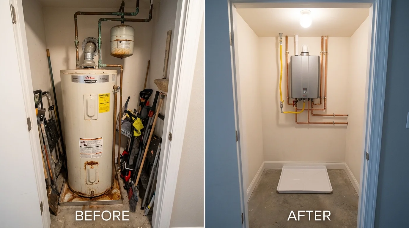 Tank water heater versus wall-mounted tankless unit comparison for Silsbee, TX homeowners